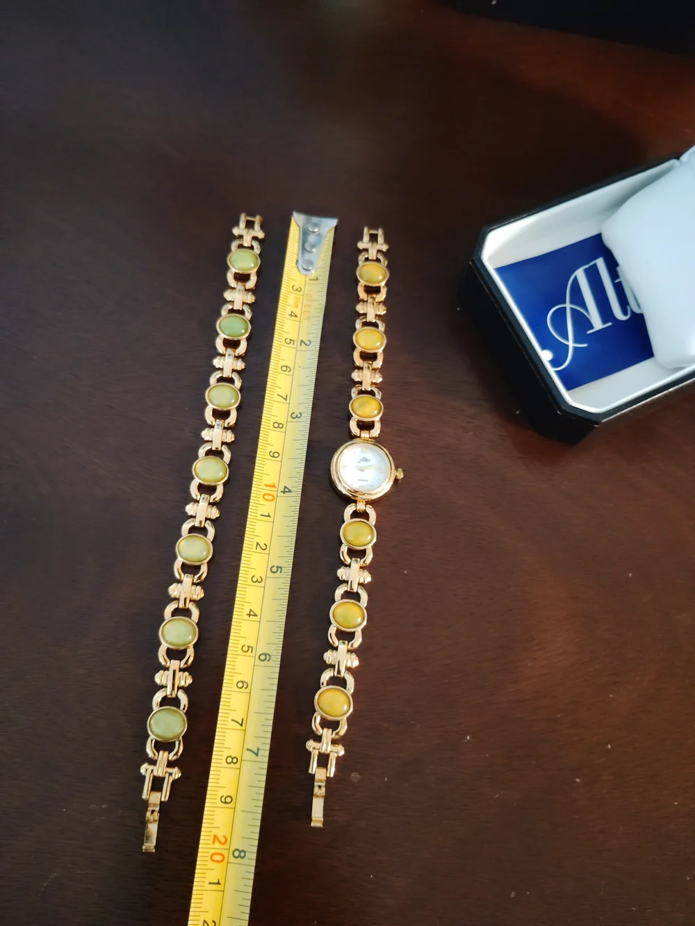 ALTO Gold-Tone Women’s Bracelet Watch with Yellow-Green Stones